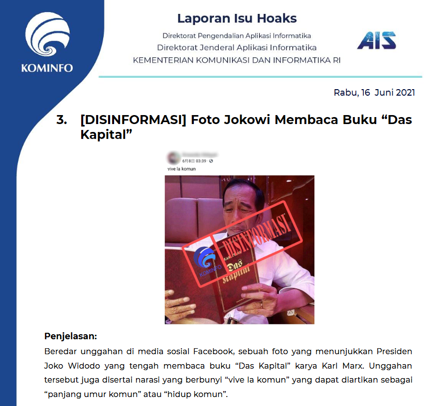 Isu Hoaks 16 Juni 2021