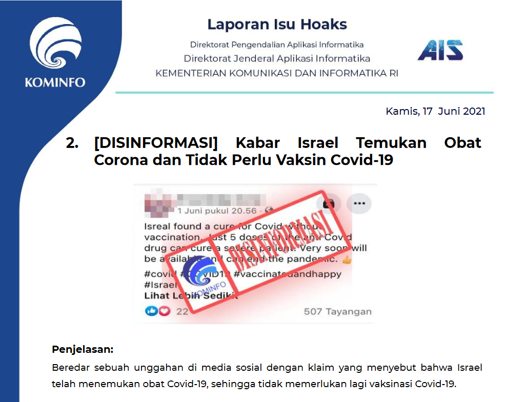 Isu Hoaks 17 Juni 2021