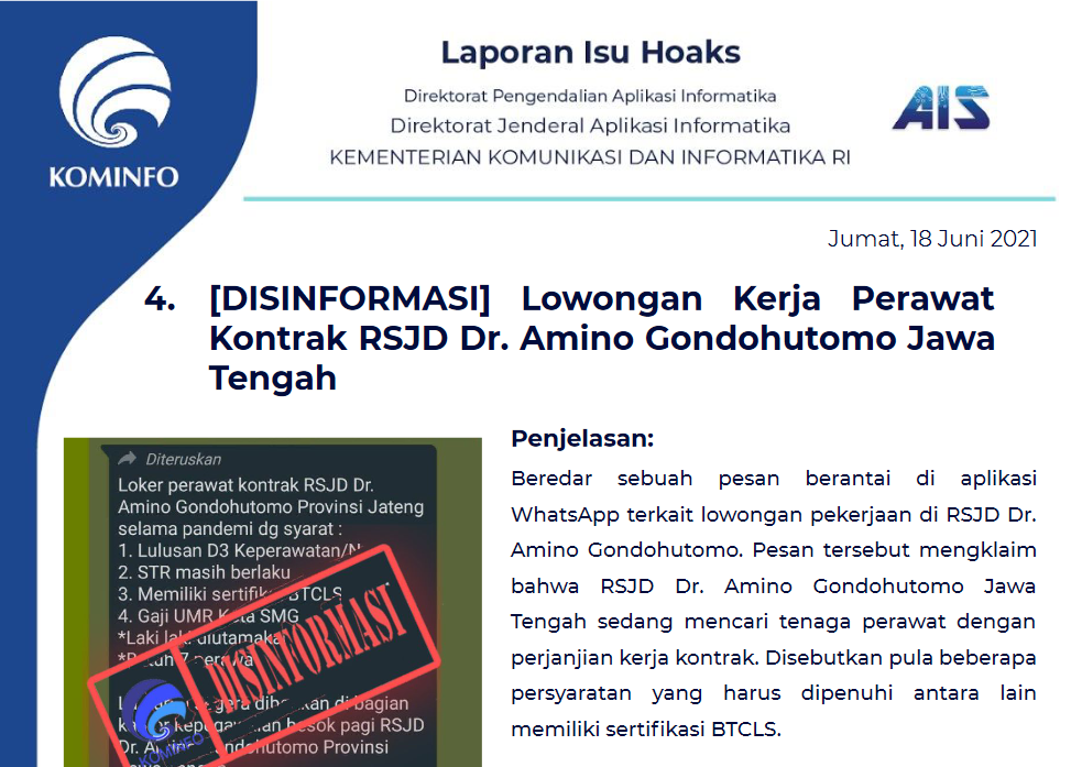 Isu Hoaks 18 Juni 2021