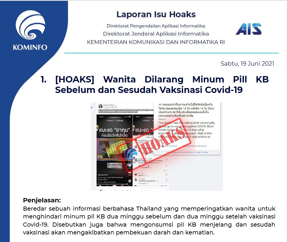 Isu Hoaks 19 Juni 2021