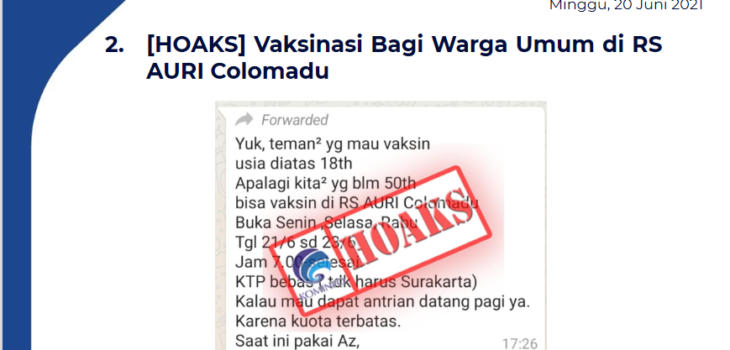 Isu Hoaks 20 Juni 2021