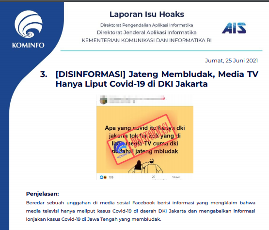 Isu Hoaks 25 Juni 2021