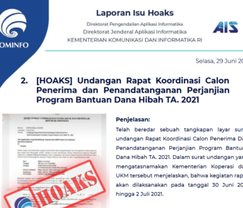 Isu Hoaks 29 Juni 2021