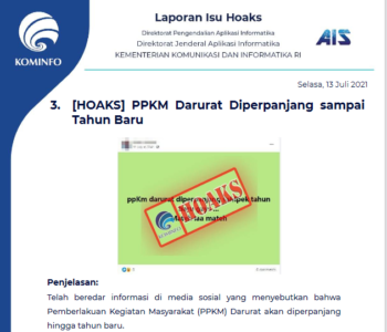 Isu Hoaks 13 Juli 2021