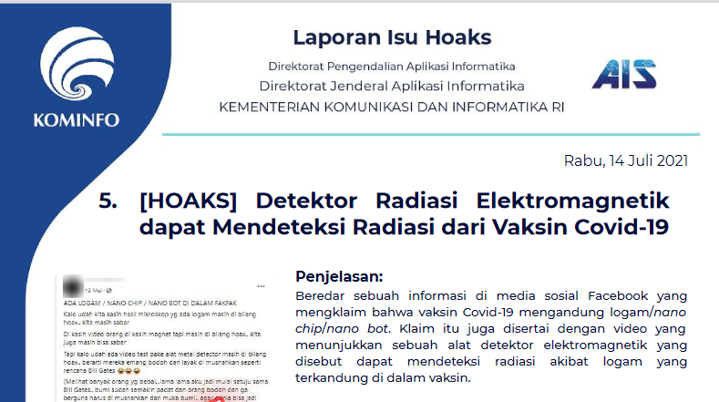 Isu Hoaks 14 Juli 2021