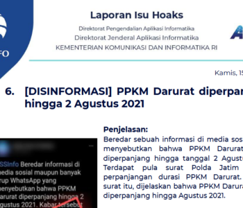 Isu Hoaks 15 Juli 2021