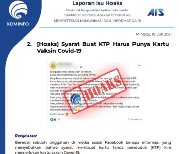 Isu Hoaks 18 Juli 2021