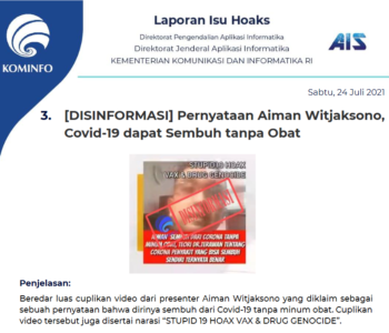 Isu Hoaks 24 Juli 2021