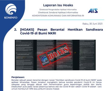 Isu Hoaks 30 Juni 2021