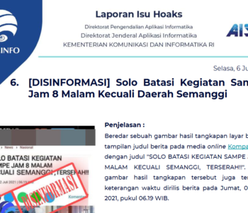 Isu Hoaks 6 Juli 2021