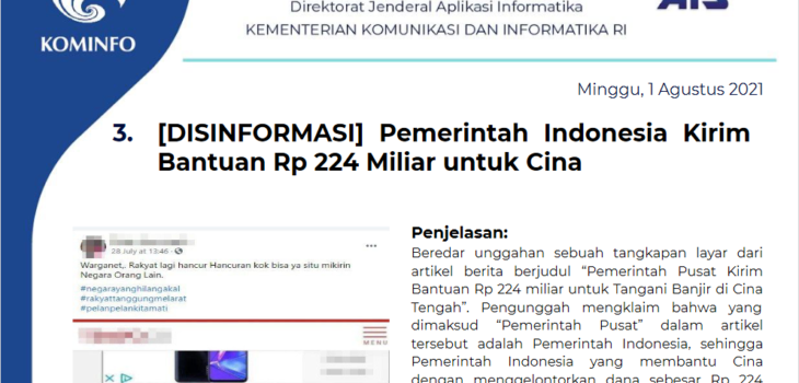 Isu Hoaks 1 Agustus 2021