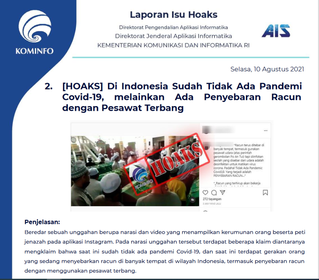 Isu Hoaks 10 Agustus 2021
