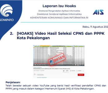 Isu Hoaks 11 Agustus 2021
