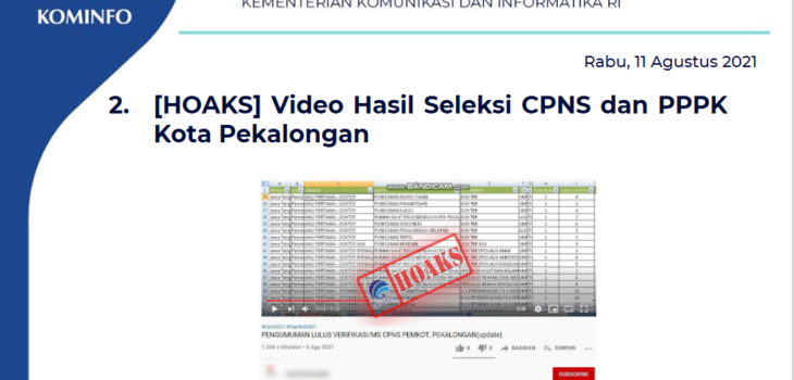 Isu Hoaks 11 Agustus 2021