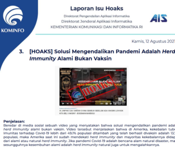 Isu Hoaks 12 Agustus 2021