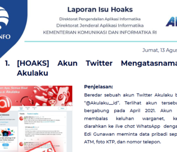 Isu Hoaks 13 Agustus 2021