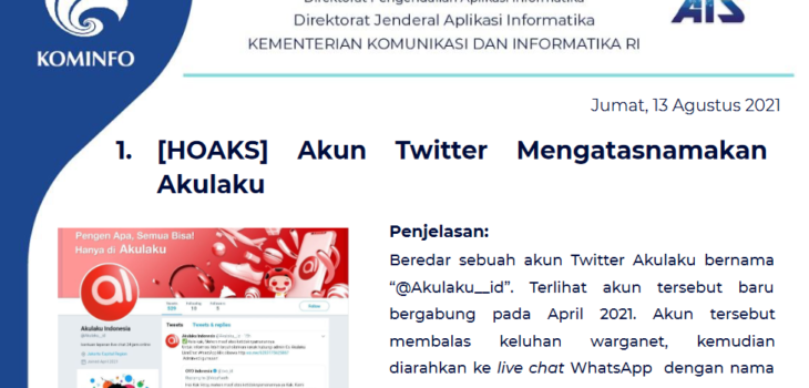 Isu Hoaks 13 Agustus 2021