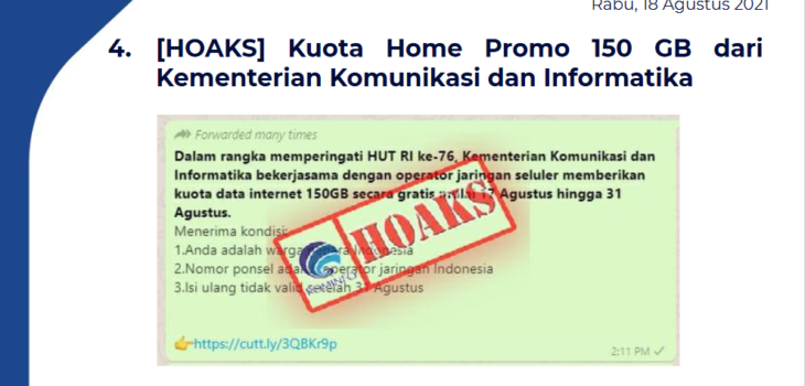 Isu Hoaks 18 Agustus 2021