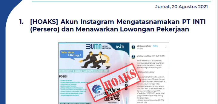 Isu Hoaks 20 Agustus 2021