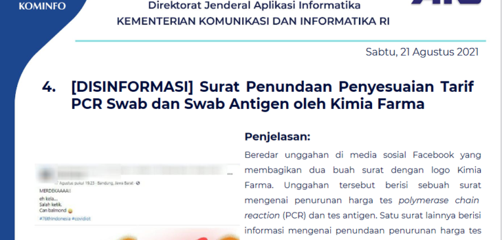 Isu Hoaks 21 Agustus 2021