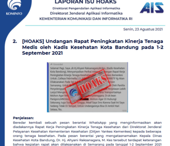 Isu Hoaks 23 Agustus 2021