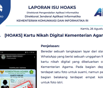 Isu Hoaks 26 Agustus 2021