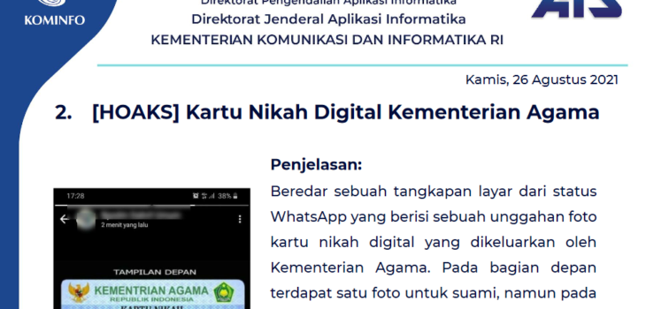 Isu Hoaks 26 Agustus 2021