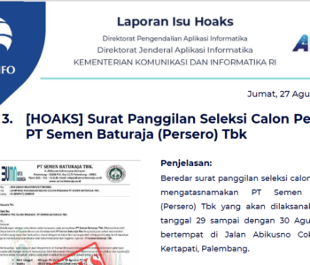 Isu Hoaks 27 Agustus 2021