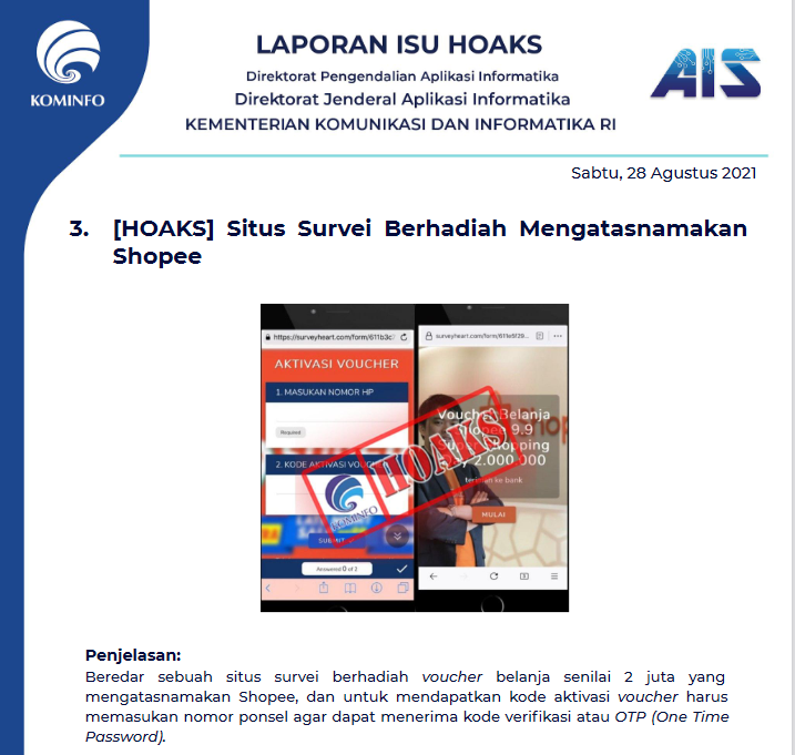 Isu Hoaks 28 Agustus 2021