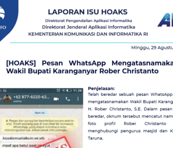 Isu Hoaks 29 Agustus 2021