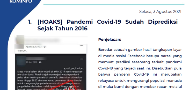 Isu Hoaks 3 Agustus 2021
