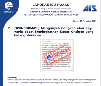 Isu Hoaks 30 Agustus 2021