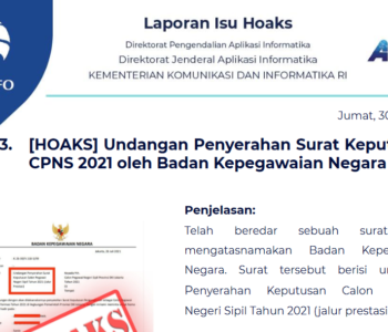 Isu Hoaks 30 Juli 2021