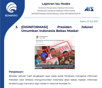 Isu Hoaks 31 Juli 2021