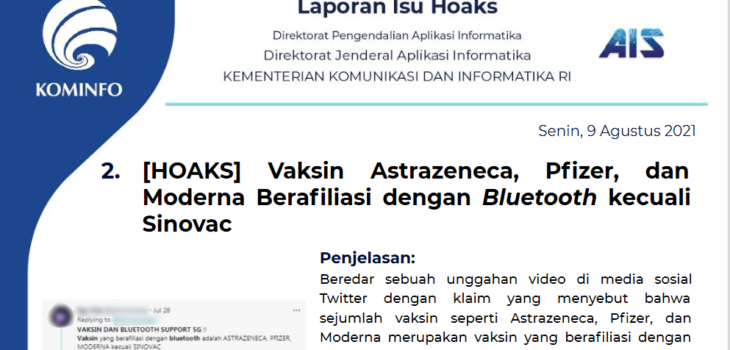 Isu Hoaks 9 Agustus 2021