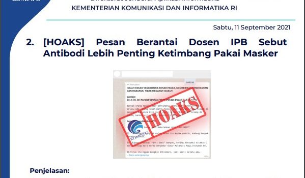 Isu Hoaks 11 September 2021