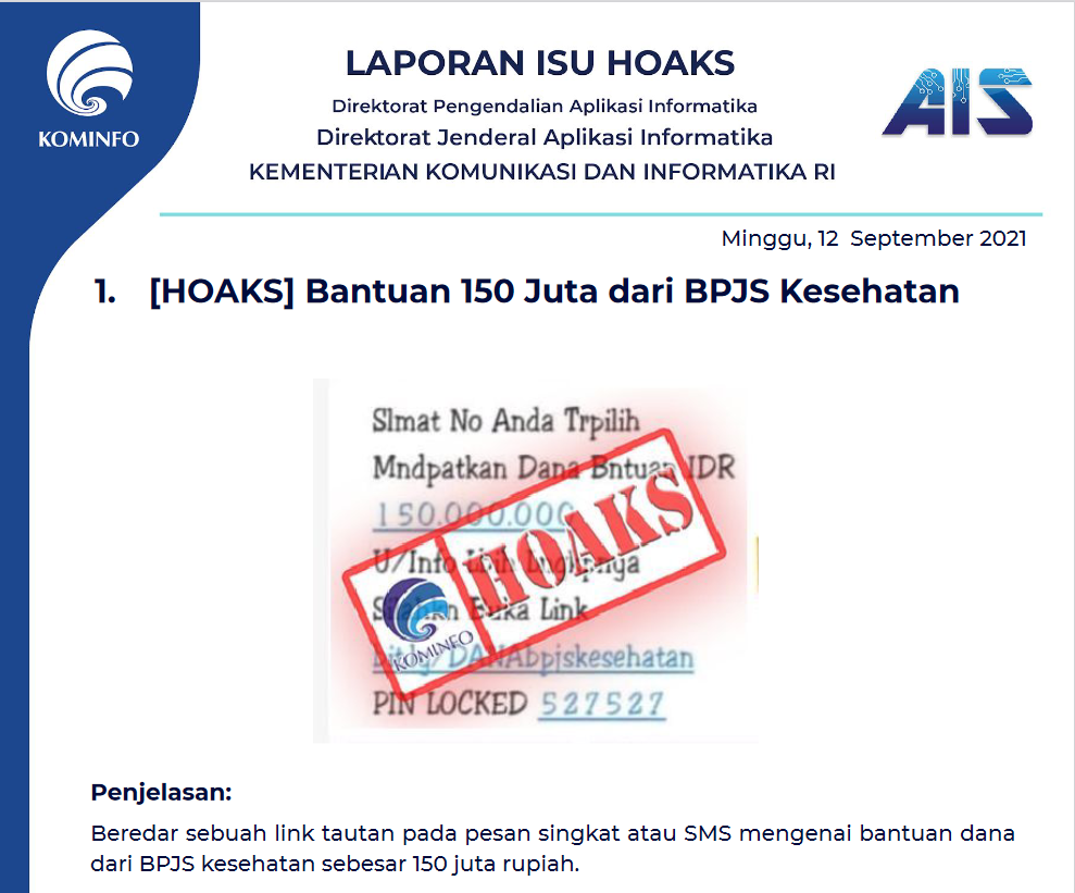Isu Hoaks 12 September 2021