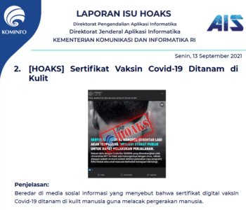 Isu Hoaks 13 September 2021