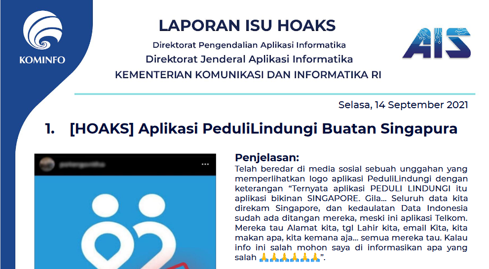 Isu Hoaks 14 September 2021