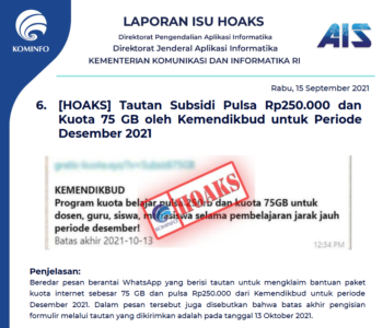 Isu Hoaks 15 September 2021