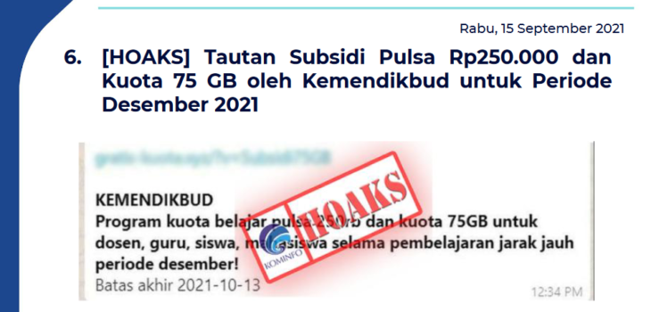 Isu Hoaks 15 September 2021