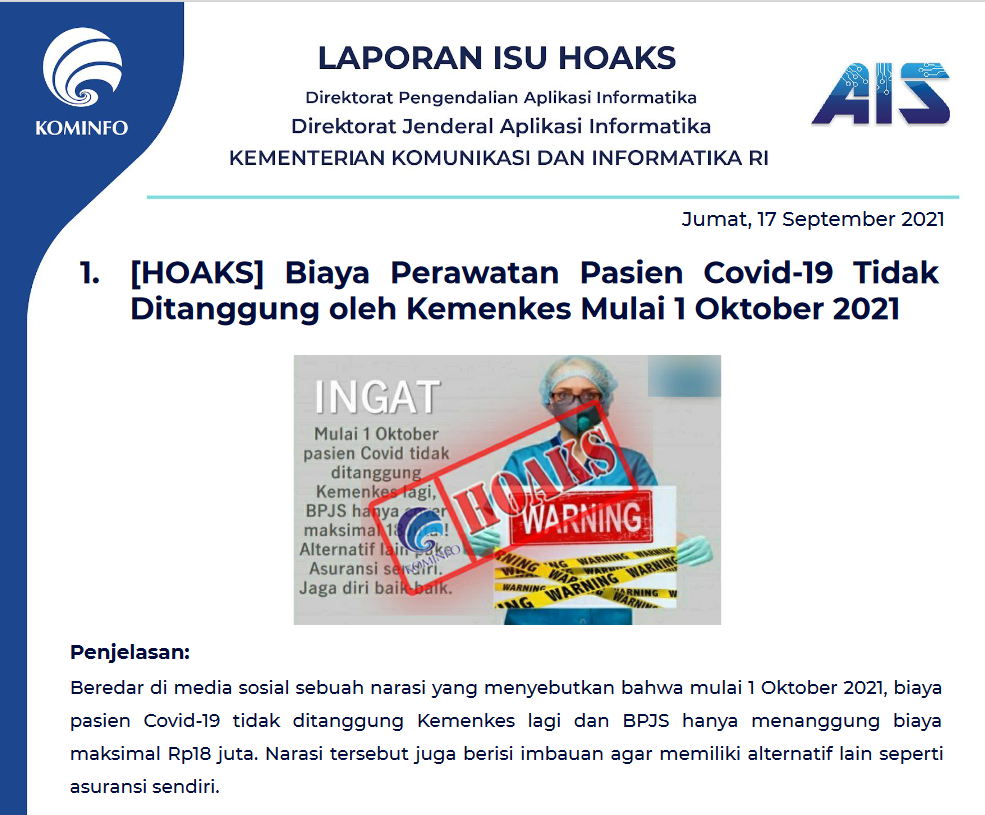 Isu Hoaks 17 September 2021