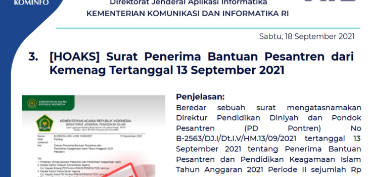 Isu Hoaks 18 September 2021