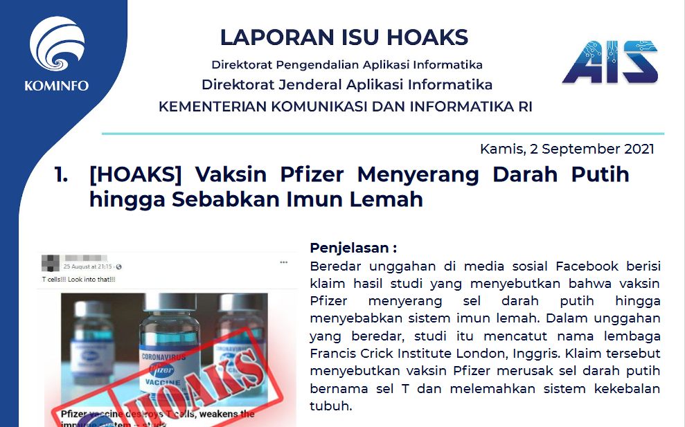Isu Hoaks 2 September 2021