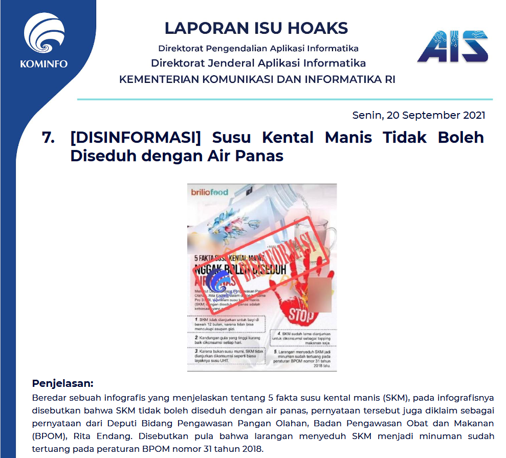 Isu Hoaks 20 September 2021