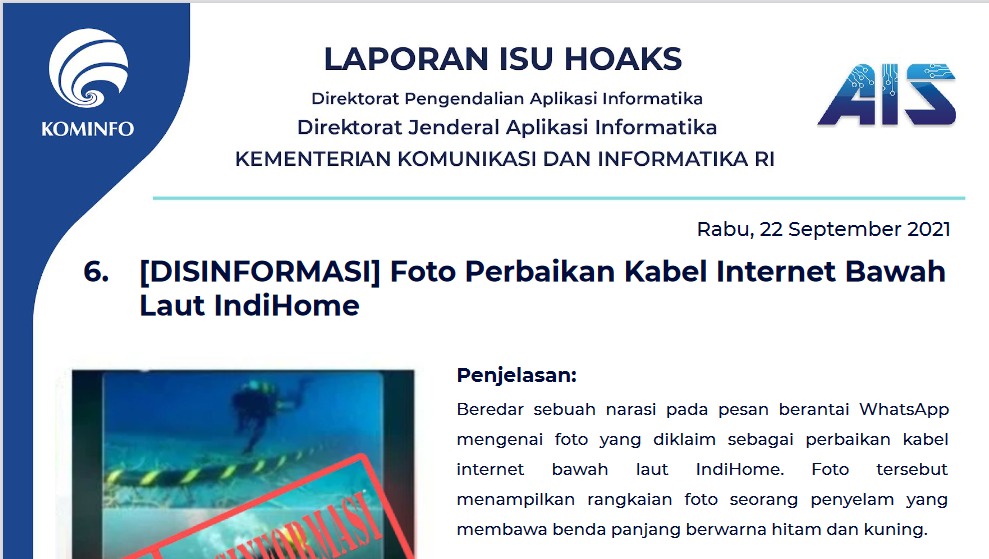 Isu Hoaks 22 September 2021
