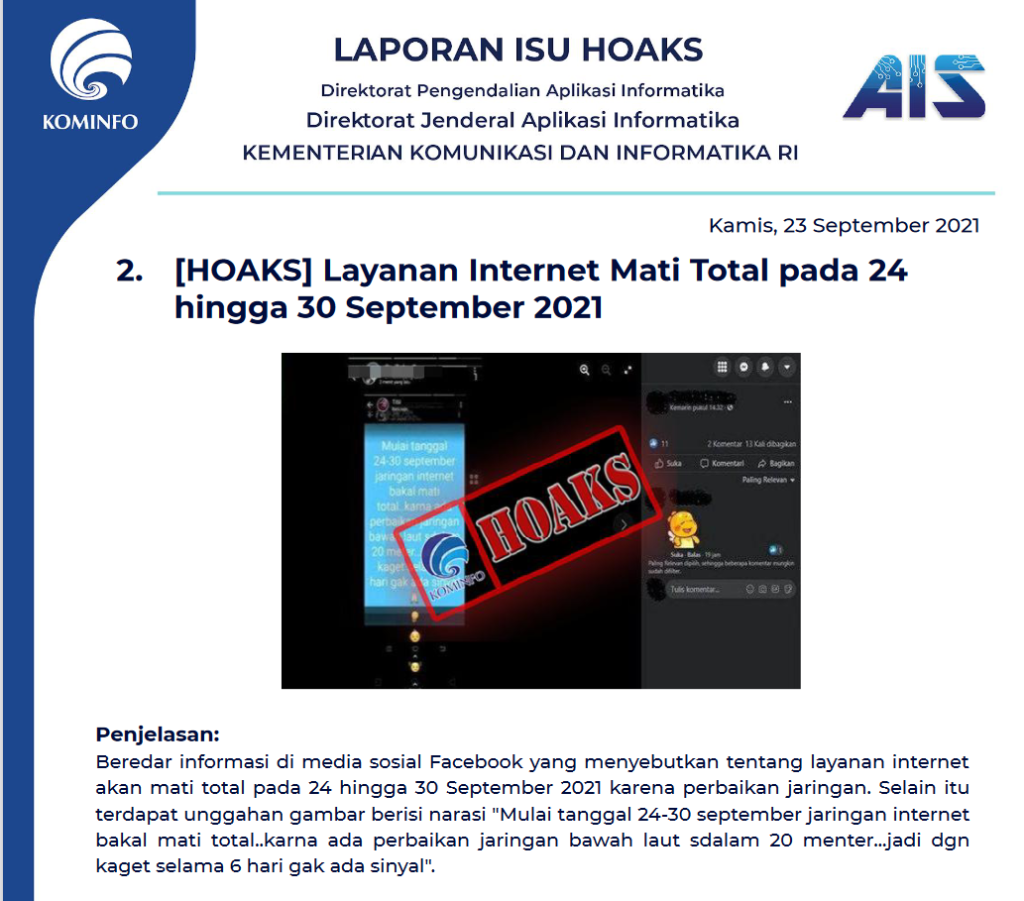 Isu Hoaks 23 September 2021