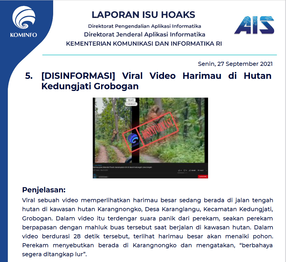 Isu Hoaks 27 September 2021