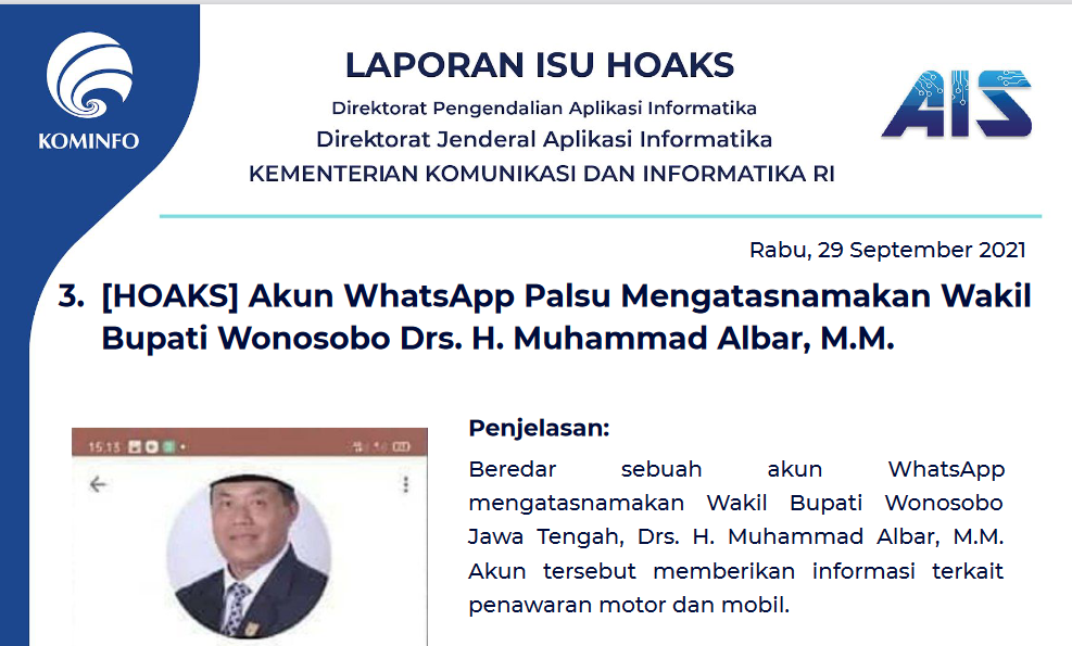 Isu Hoaks 29 September 2021