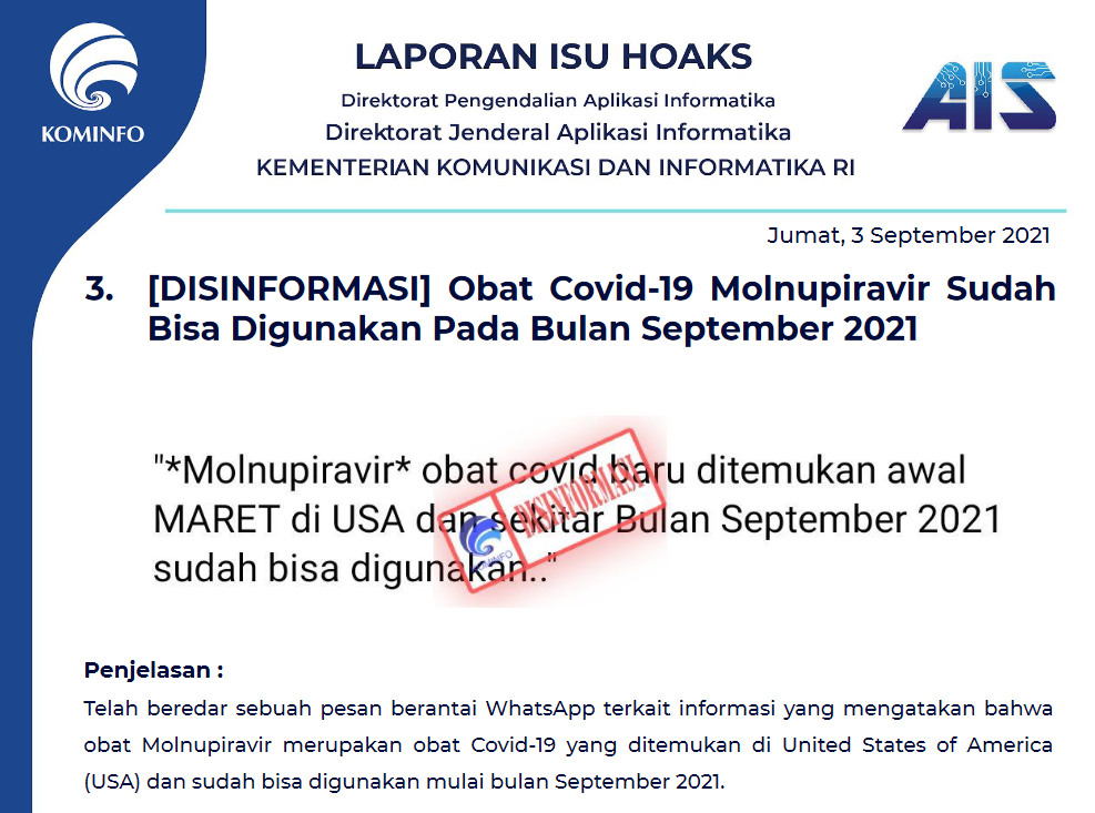 Isu Hoaks 3 September 2021